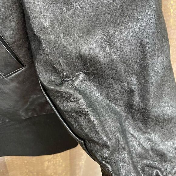 Torrid Black Gray Mixed Media Faux Leather Hooded Moto Jacket, 1X 14/16 - Picture 6 of 13